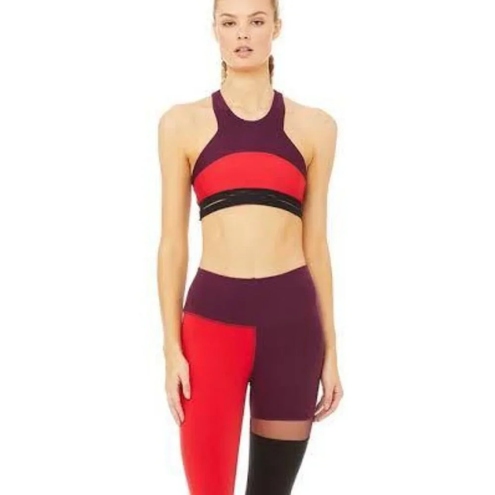Alo Yoga Endear Sports Bra Colorblock size S Athleisure Gym